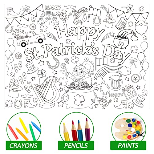 Image of St. Patrick's Day Coloring Books for Saint Patrick's Day Giant Coloring Poster Large Coloring Tablecloth Huge Table Cover for Home Party Supplies Favor 31.4 x 43.3 Inch