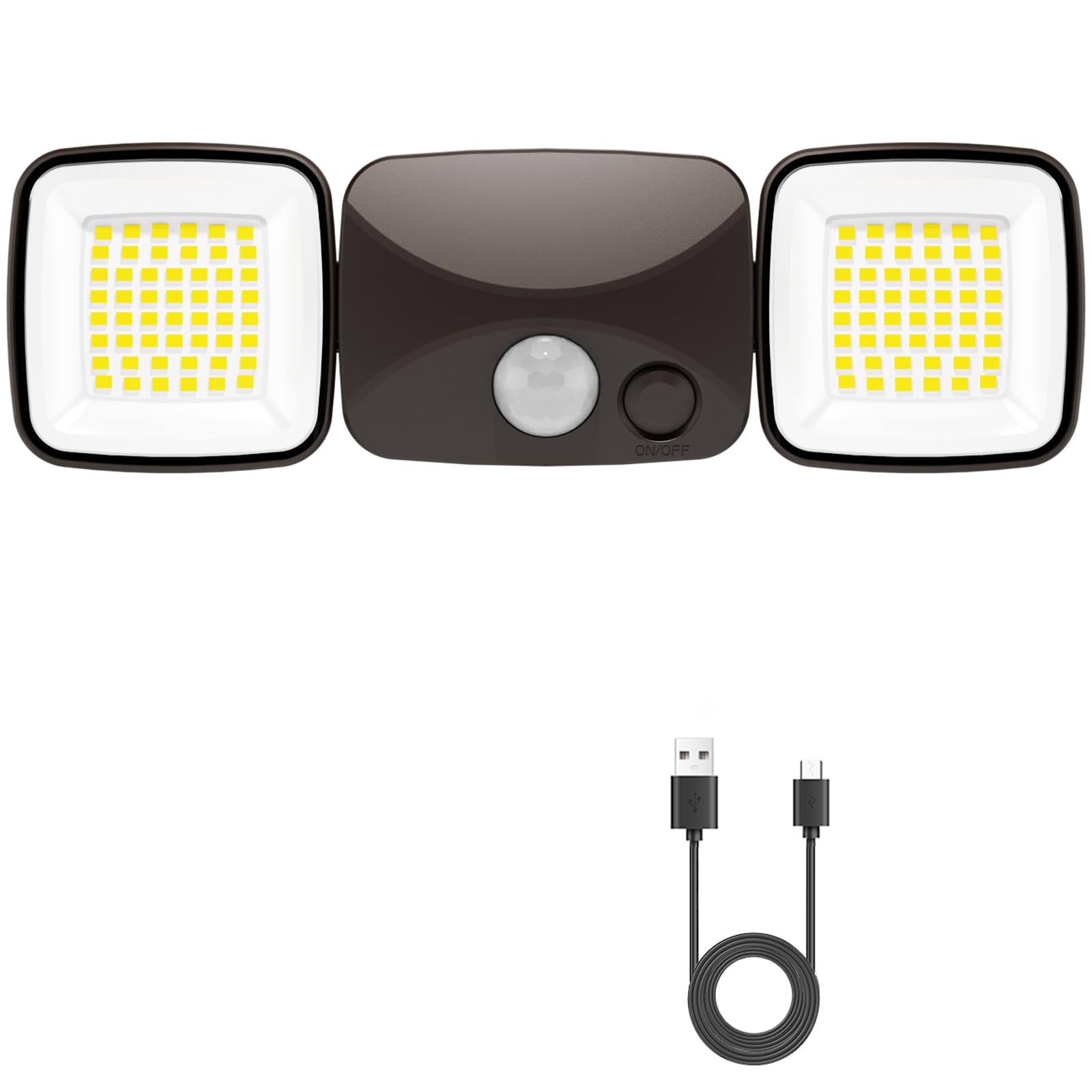 Wiederaufladbares kleines batteriebetriebenes Bewegungsmelder-Licht, 1500 lm und 3000 lm, hohe Helligkeitsmodi, USB-Aufladung, LED-Flutlicht für den Außenbereich, für Garage, Eingänge, Hof