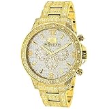 LUXURMAN Iced Out Mens Diamond Liberty Watch 1.25ct Yellow Gold Plated