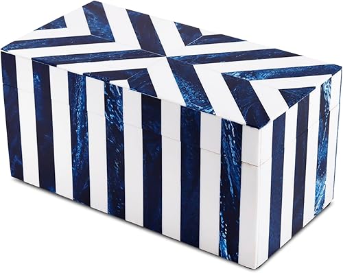 Handicrafts Home Chevron Collection Caja decorativa organizadora y de almacenamiento multiusos para regalo, cheurón azul, 10 x 5 x 5 pulgadas