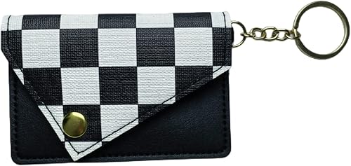 STERCULIA Pastillero para control de nacimiento, llavero con forma de sobre negro y blanco (cuadros negroblanco)
