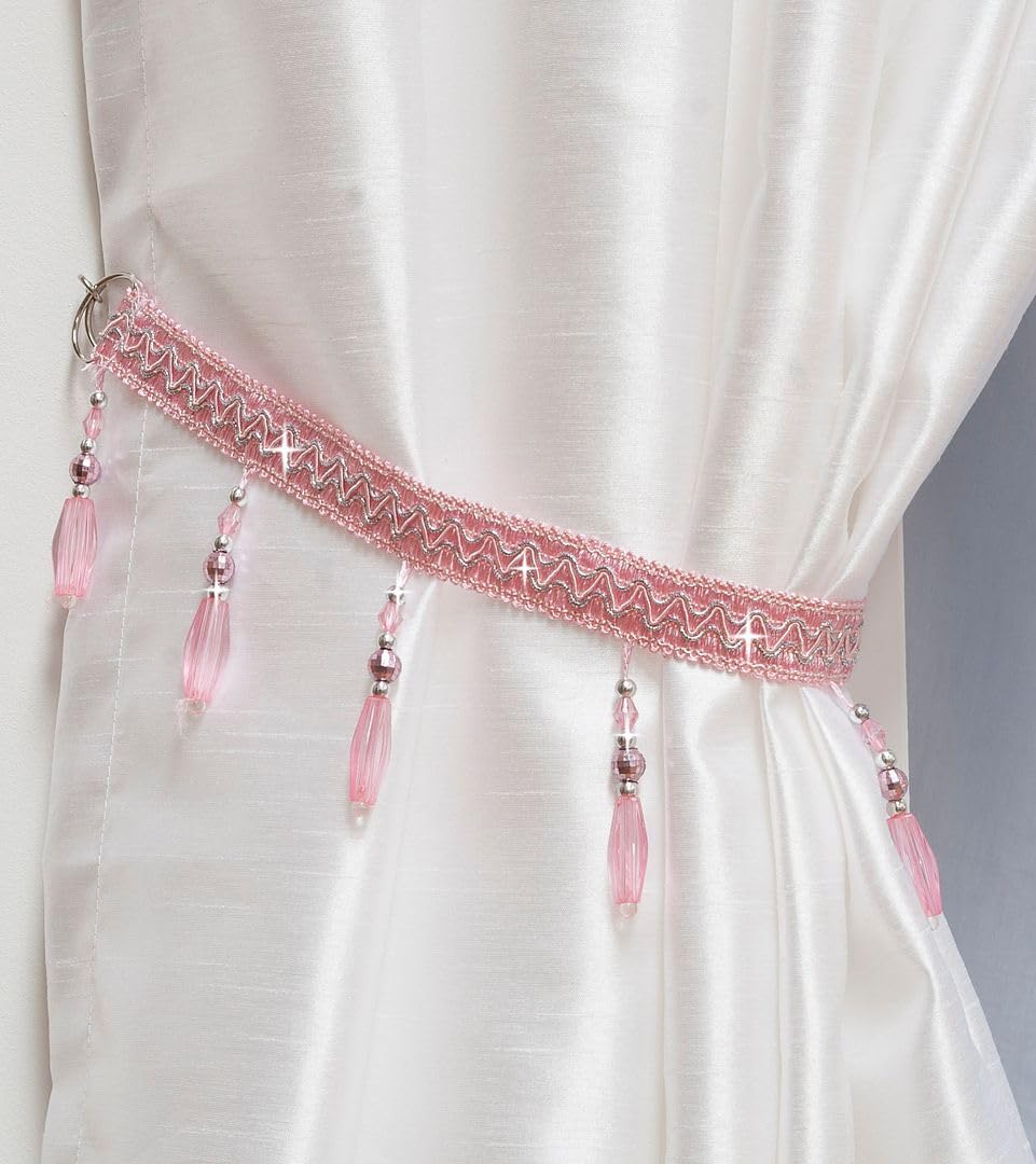 John Aird PAIR (x2) Crystal Beaded Curtain Tie Back (Pink) โ image 1