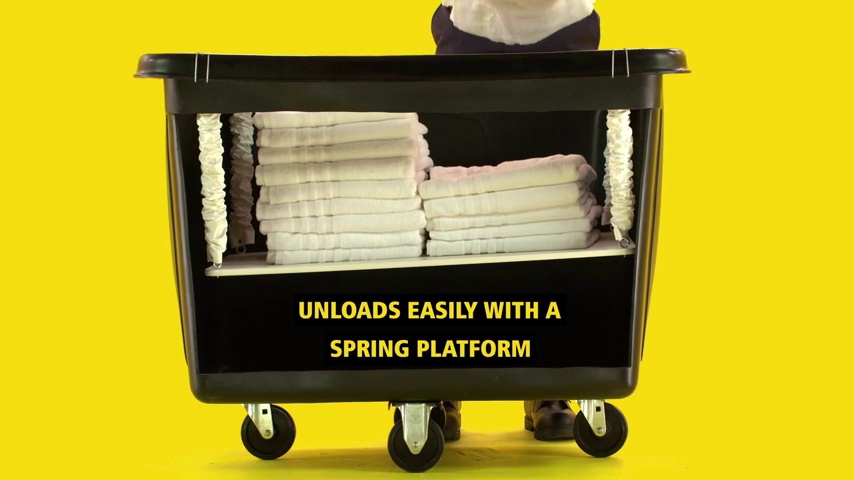 Image of Rubbermaid Commercial Products Bulk Cube Truck with Wheels, 8 Cu. Ft., Black, Transport up to 300 lb. of Waste /Laundry /Linen /Supply /Packaging Material for Hospital /Hotel /School