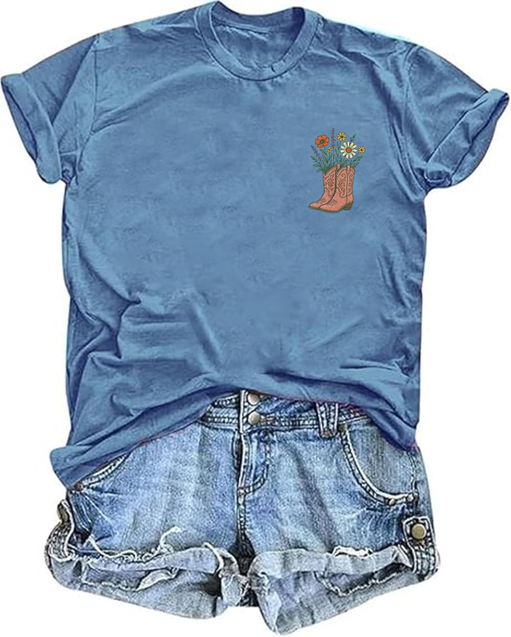 Country Music Cowgirl T Shirt for Women Western Country Graphic Tee Tops Boots Wildflower…