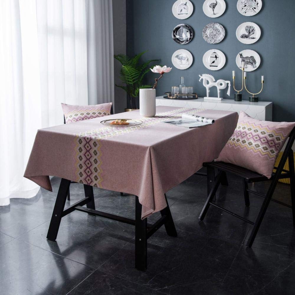 Antitache Lavable Nappe Rectangle Doux Épais Nappes Motif Anniversaire Table Basse de Jardin Rose 135 × 300cm
