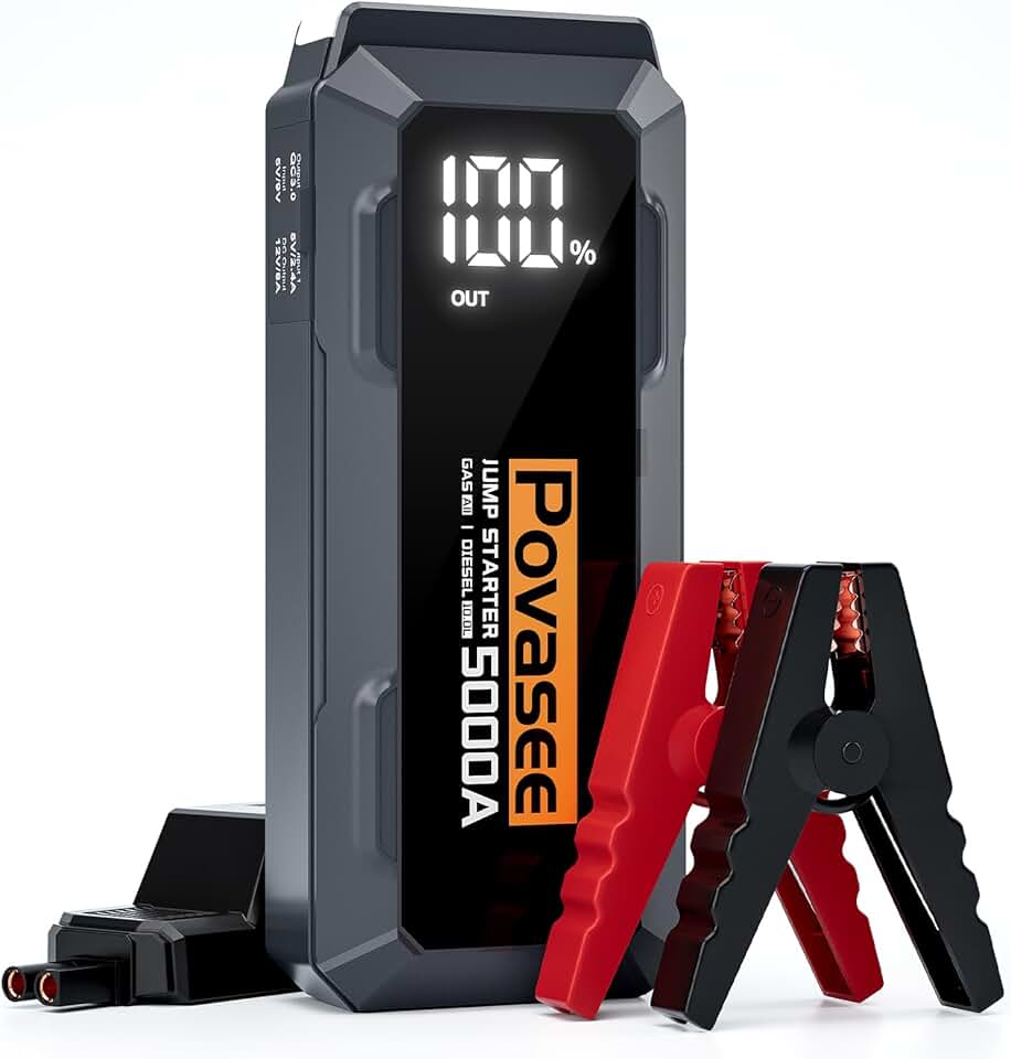 5000A Jump Starter Povasee A40 Car BatteryJump Starter, 12V Jump Box for Car Up to All Gas or 10L Diesel Engine Battery Jumper Sta