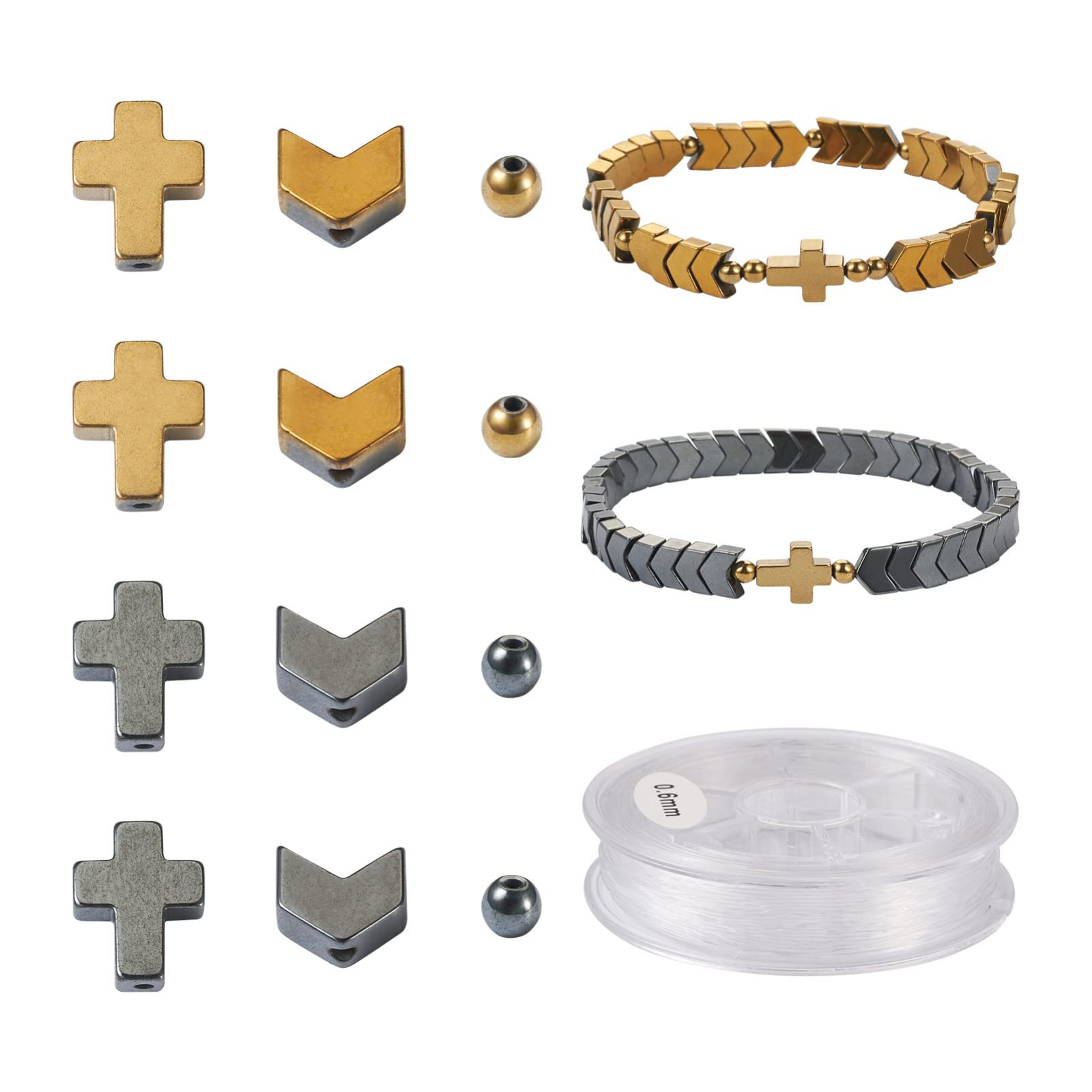 200 Pcs Natural Hematite Cross Beads - 3mm, 10 Colors, DIY Jewelry Making Kit For Bracelets & Necklaces - View #13