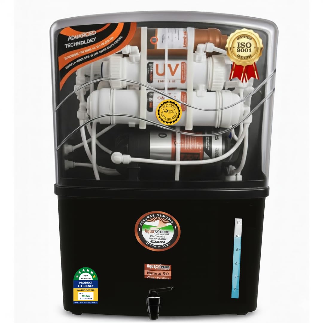 Aqua X Pure New Black Advance Grand Plus Water Purifier|RO+UV+UF+Copper With Zinc+HTDS MEMBRANE | 10 Stage Ultra Purification|35x Impurity Removal vs Local Purifiers|1 Year Unconditional Warranty*.-image-24