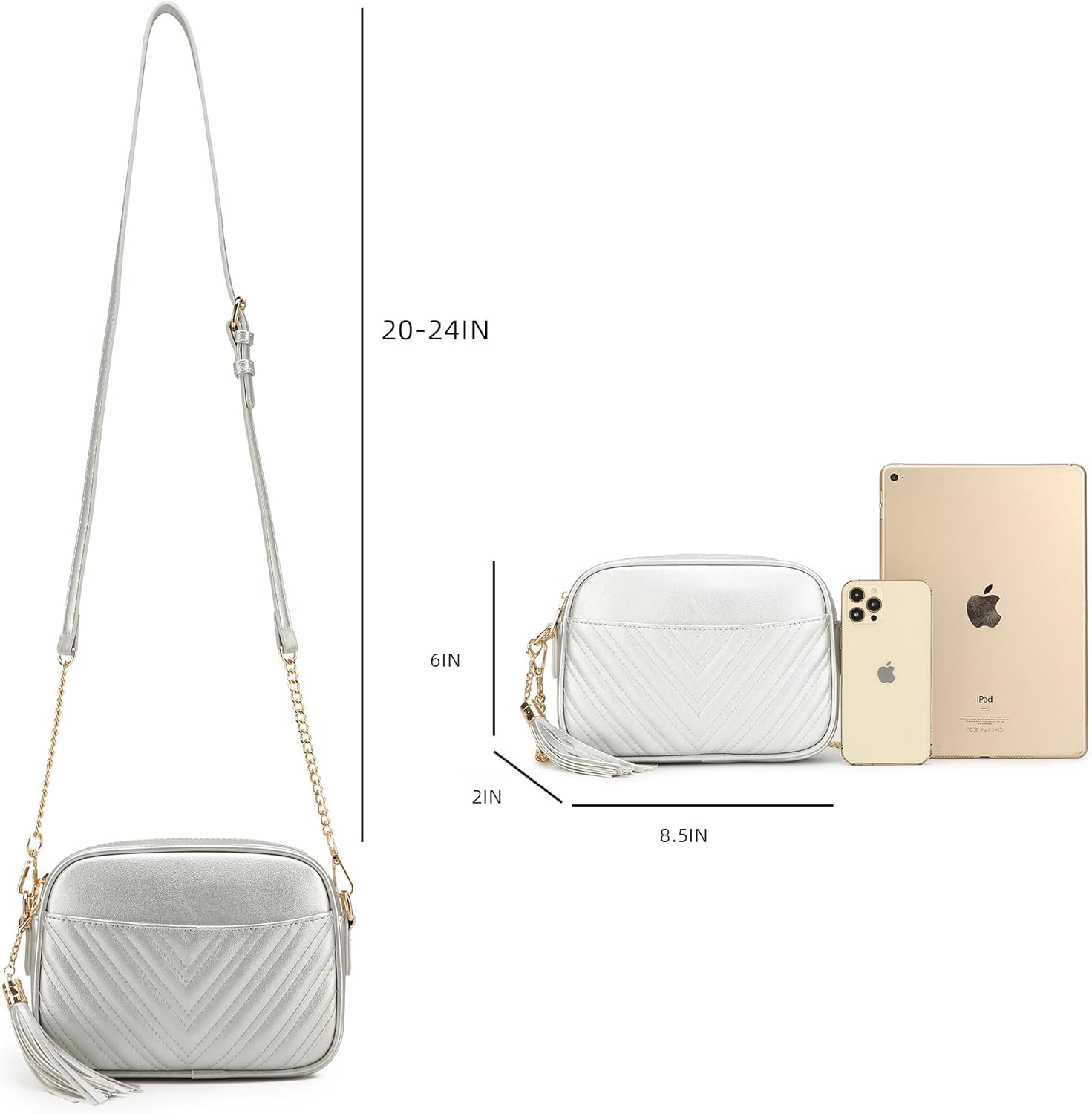 lola mae Quilted Crossbody Bag, Trendy Design Shoulder Purse - Image 5