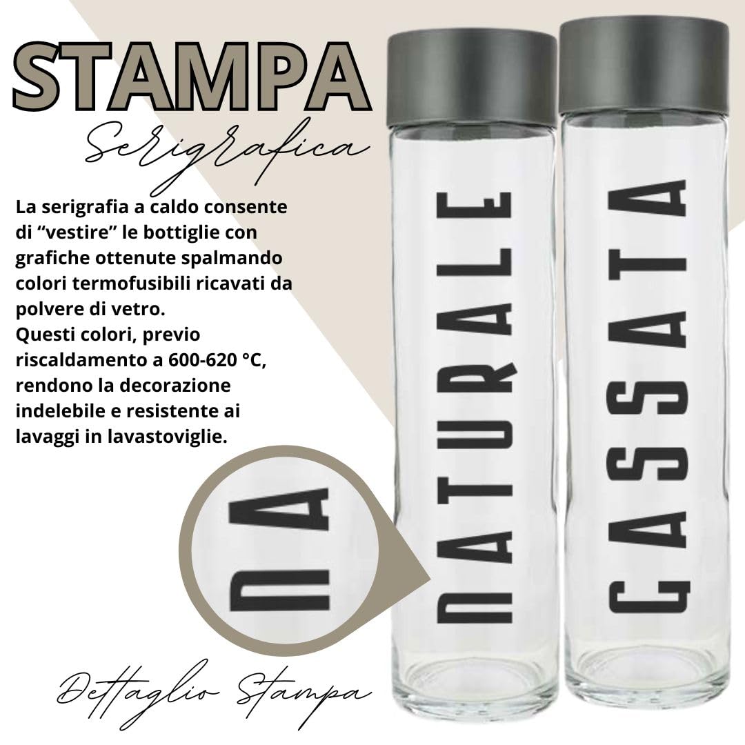 Botellas de cristal para agua, 1 litro, cilindro – Juego de 4 botellas