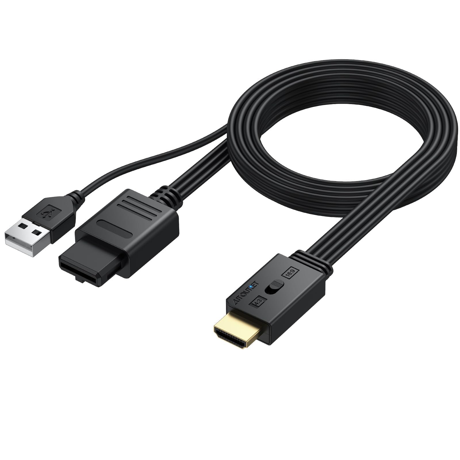AUTOUTLET N64 to HDMI Adapter, Supports 1080P(60hz) Output, 4:3 & 16:9 Aspect Ratio Switch, Retro Gaming Converter for N64, NGC, SNES on Modern TVs