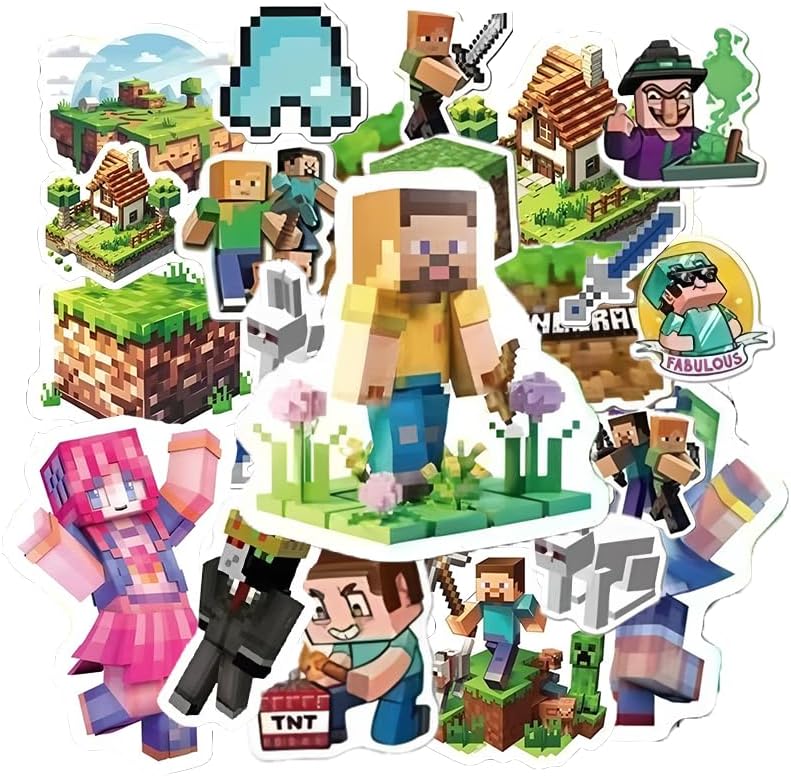 100 PCS MC Game-Themed Sticker Set Pixel Art Decorative Stickers for Notebooks & Diaries