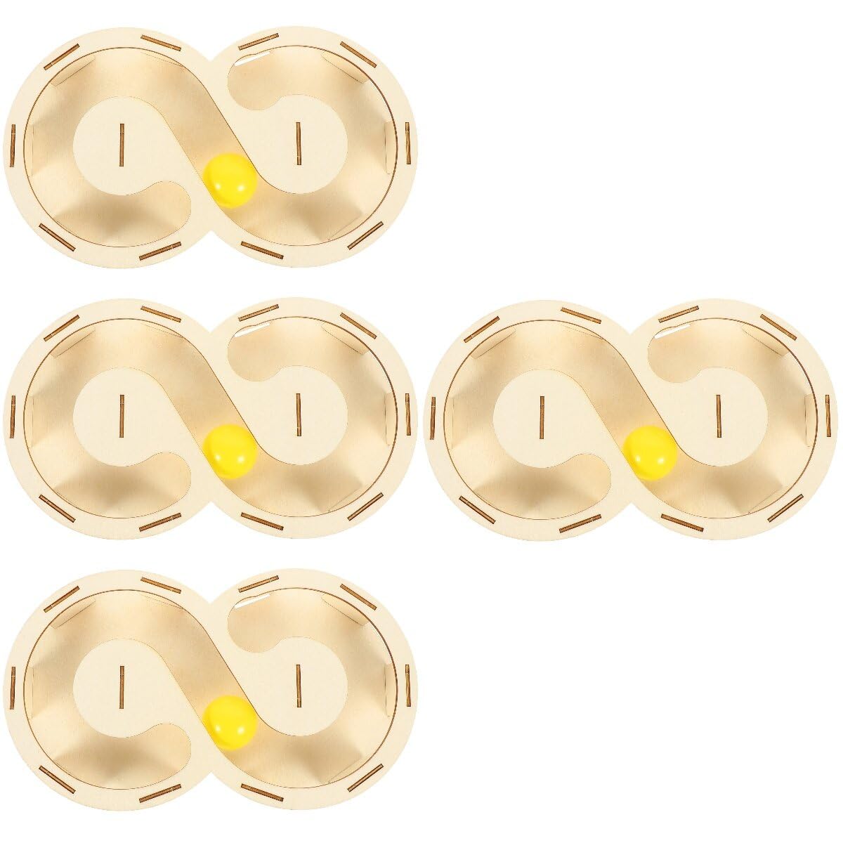 ibasenice 4sets Giocattoli Interattivi Legno per Gatti Pista Rulli con Pallina Gioco per Istinto Naturale Accessorio per Gatti Indoor Colore Pallina Casual