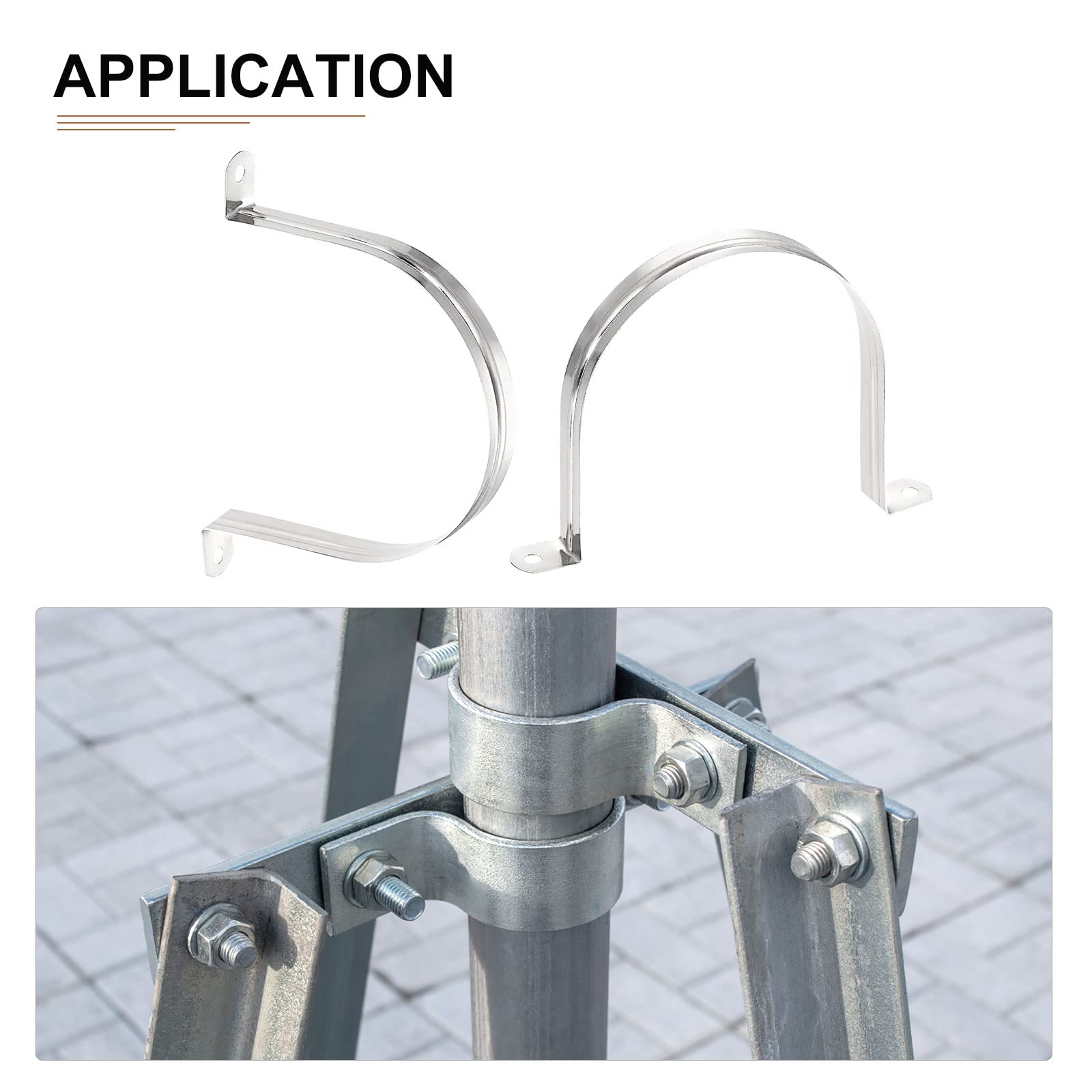 DTGN 18mm(W) Two Hole Strap, 4Pack, Good for Industrial 110mm Dia Pipe Fixing, 201 Stainless Steel Rigid Pipe Strap Clamp - Image 4