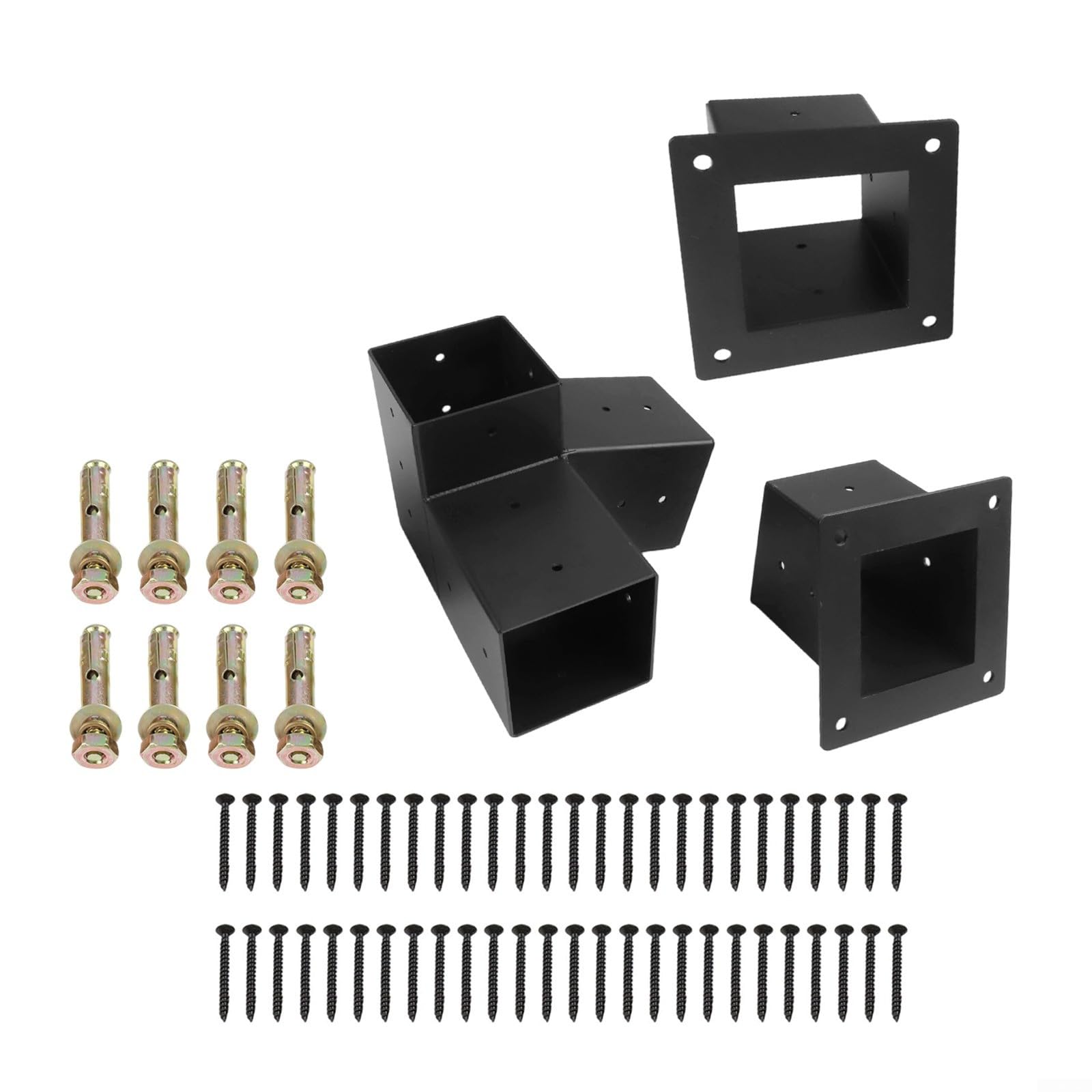 Kit di montaggio a parete per pergola inclinata, per pali 4 x 4, supporto unidirezionale a 3 vie resistente con hardware (set sinistro 15°)