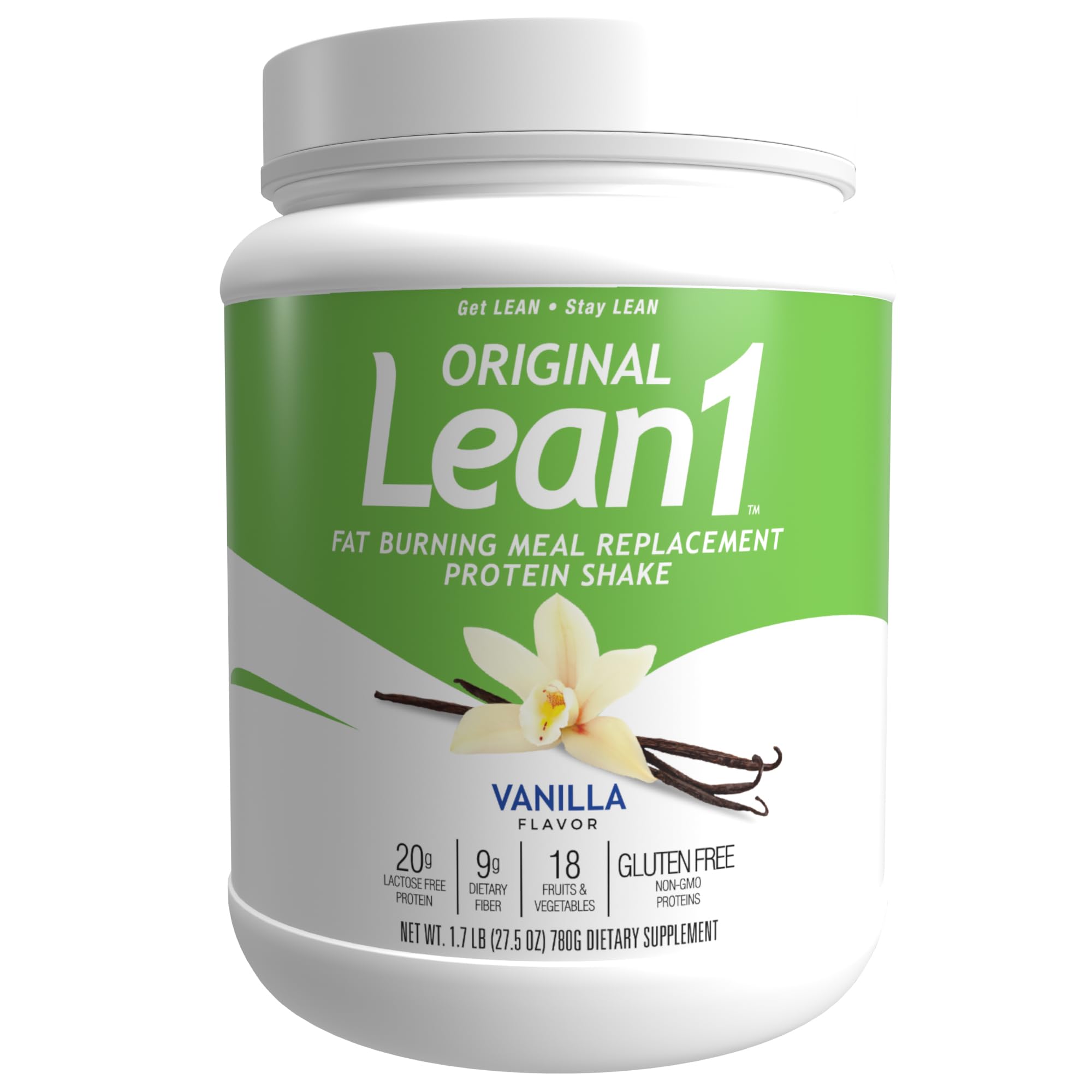 Nutrition 53 Lean 1 Fat Burning Protein Shake, Vanilla Flavor, 15 Serving Tub
