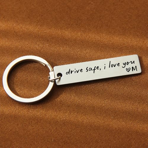 Key Chain Drive Safe I Love You Engraved Initial Personalized Gift for Husband Boyfriend - Image 2