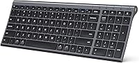 Vista 11 de iClever Teclado Bluetooth BK10, teclado inalámbrico recargable ultrafino con batería de larga duración, compatible con iOS, Android, Windows, Mac