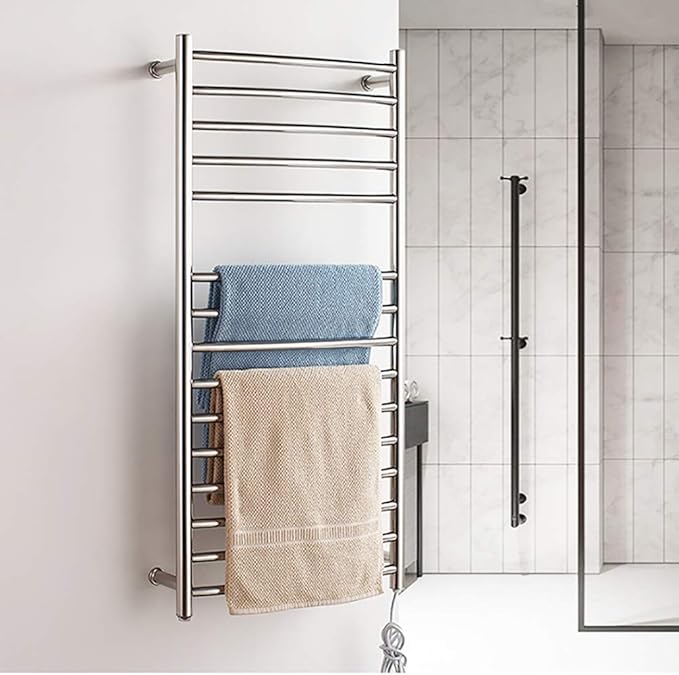 Towel Warmer, Wall Mounted Polished Chrome Towel Warmer, Heated, 15
