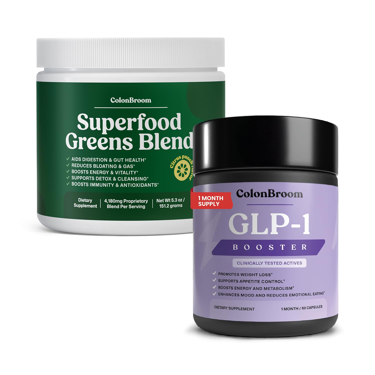 Amazon.com: ColonBroom GLP-1 Weight Management Supplement for Women & Men (60 Capsules) - Superfood Greens Powder (28 Servings) - Supports Gut Health, Metabolic Wellness & Appetite Regulation Amazon.com: ColonBroom GLP-1 Weight Management Supplement for Women & Men (60 Capsules) - Superfood Greens Powder (28 Servings) - Supports Gut Health, Metabolic Wellness & Appetite Regulation
