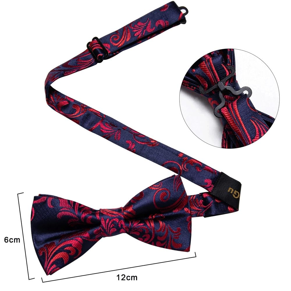 JFDBGU Floral Bow Ties Silk Pre-tied Adjustable Cravat Cufflinks Brooch Pin Set Man Tie Knot