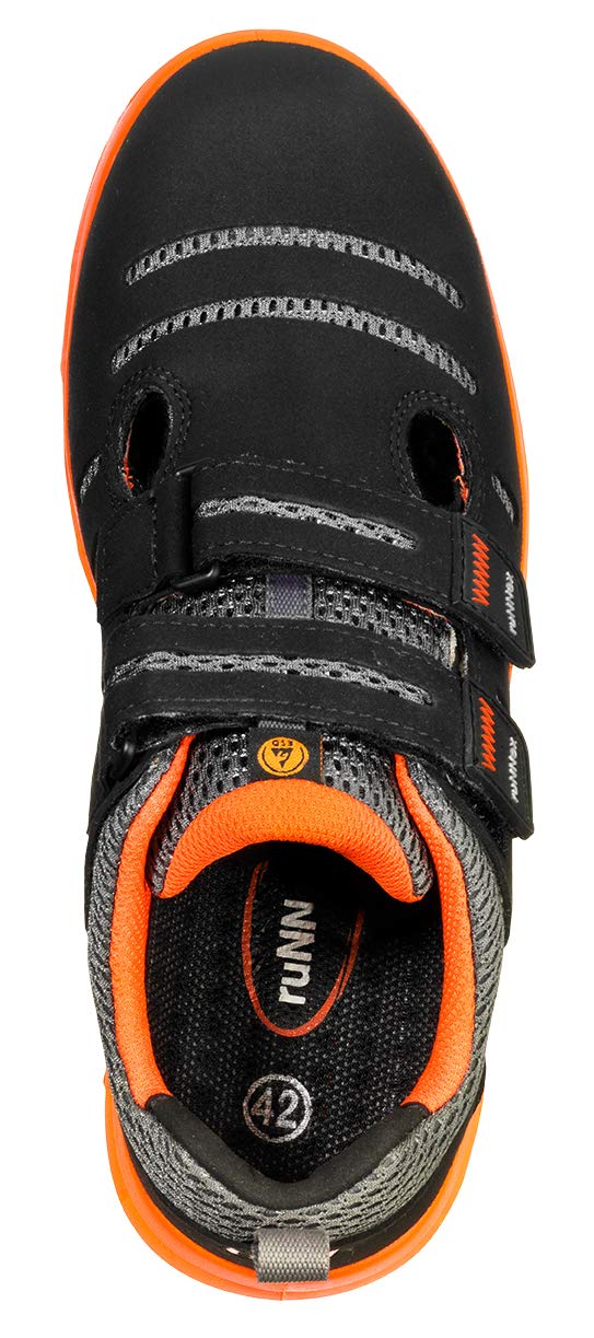 ruNNex® S1P-ESD-Sicherheitsklettsandale FlexStar, schwarz/orange, Gr. 42