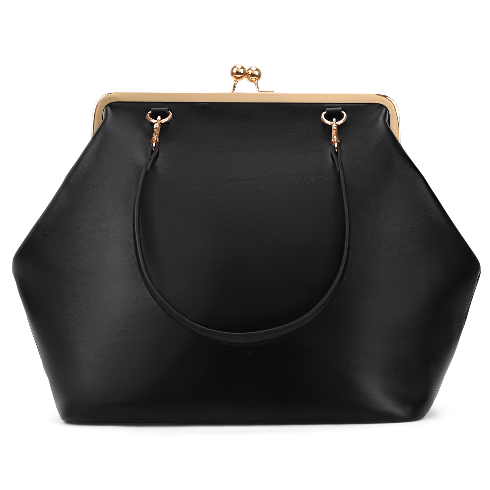 CATSEA Large Womens Kiss Lock Bag PU Medium Top Handle Handbags Kiss Clasp Shoulder Bags Tote Purse Messenger