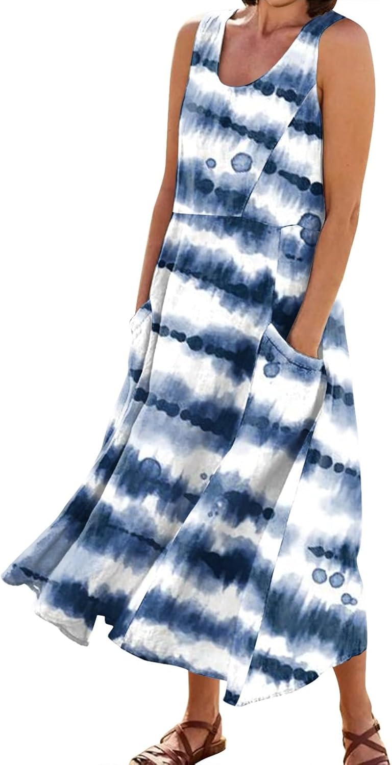 Linen Dress for Women 2024 Spring Summer Trendy Sleeveless