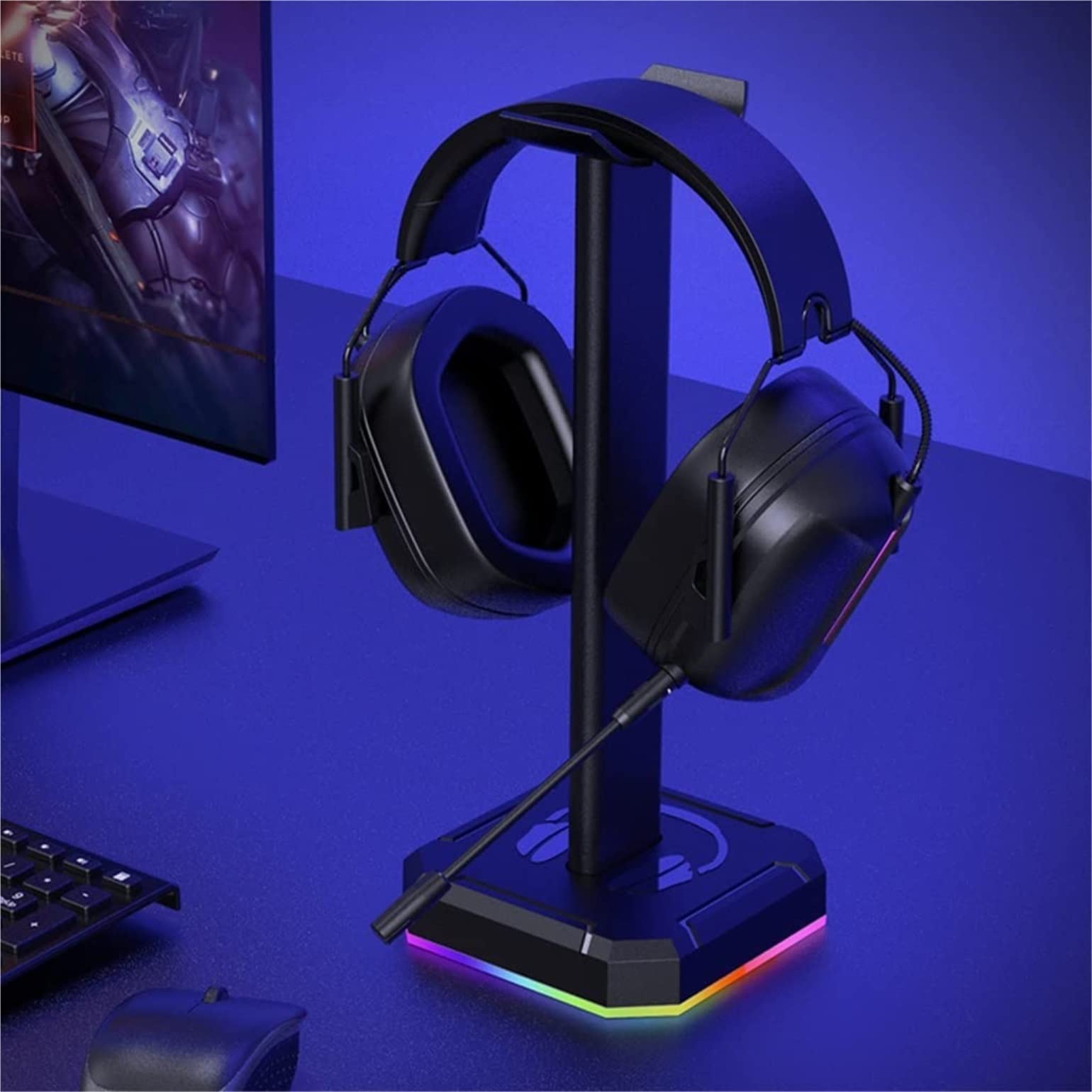 Soporte para Auriculares, Auriculares for Juegos de aleación Aluminio, Soporte Universal(Black)