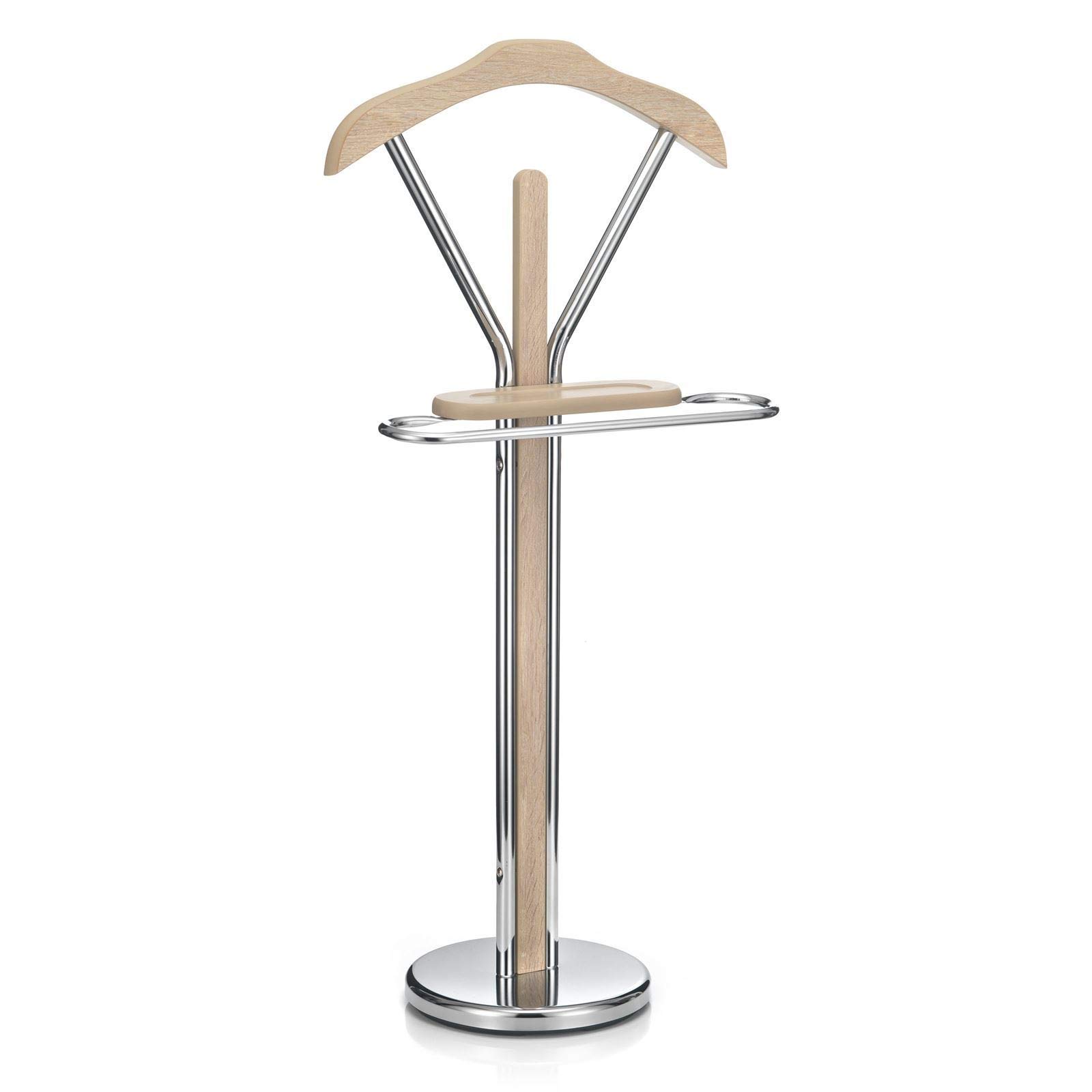 IDIMEX Valet de Chambre Gregor chevalet de Nuit Portant pour vêtements, Structure en métal chromé et Finition en MDF décor chêne Sonoma