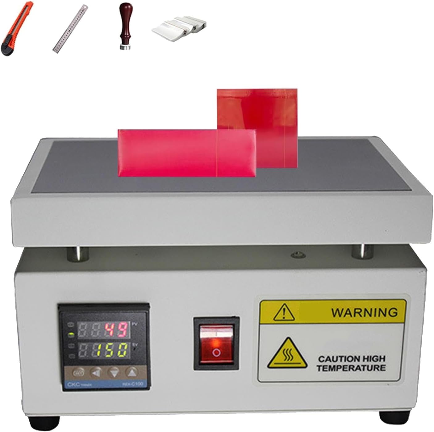 Cellophane Wrapping Machine, Desktop Heating Sealing Machine with 0-300℃ Adjustable Temperature, Manual Overwrapping Machines (12x20cm)
