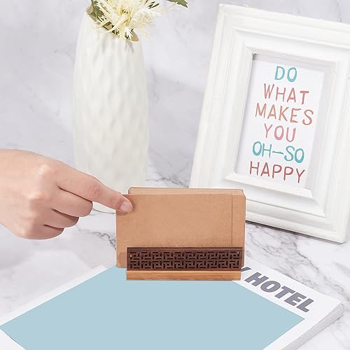Miniatura 3 de OLYCRAFT 2 tarjeteros para escritorio, soporte de madera para tarjetas de presentación Burlywood, soporte para tarjetas de visita para escritorio,