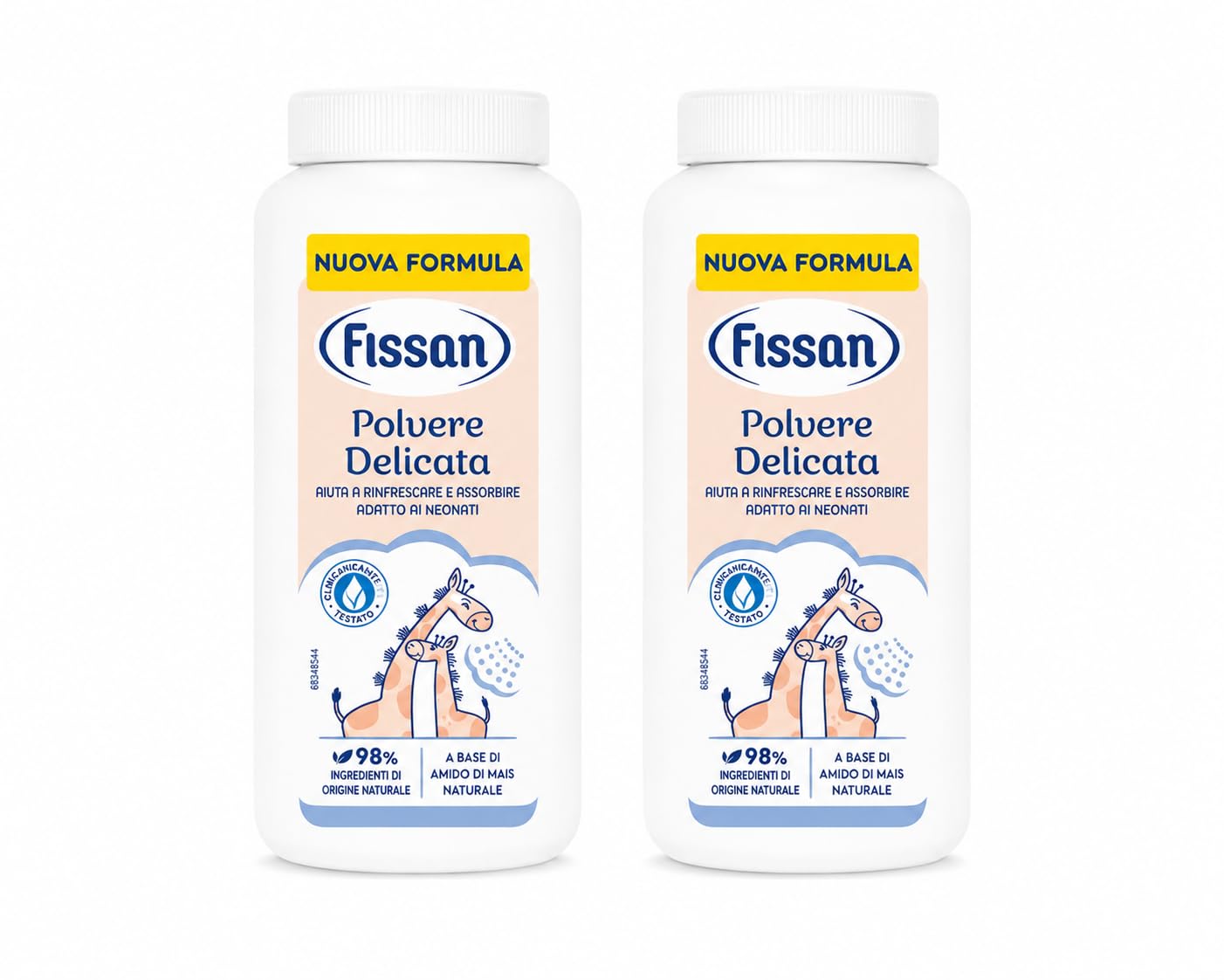 Polvere Delicata - Talco per Neonati e Bambini - Assorbe l'Umidità e Aiuta a Prevenire Arrossamenti - Con Amido di Mais Naturale - Delicata sulla Pelle Sensibile - Uso Quotidiano - 2 Unita da 100g