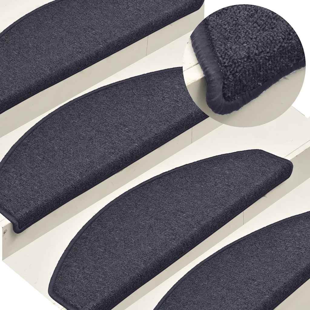 Lot de 15 tapis d'escalier, 65 x 24 x 4 cm, gris foncé et bleu