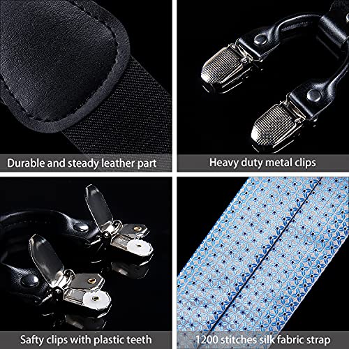 Image of DiBanGu Paisley Bow Tie and Supenders for Men Tuxedo Heavy Duty 6 Clips Suspender Adjustable Y-Shape Mens Trouser Braces