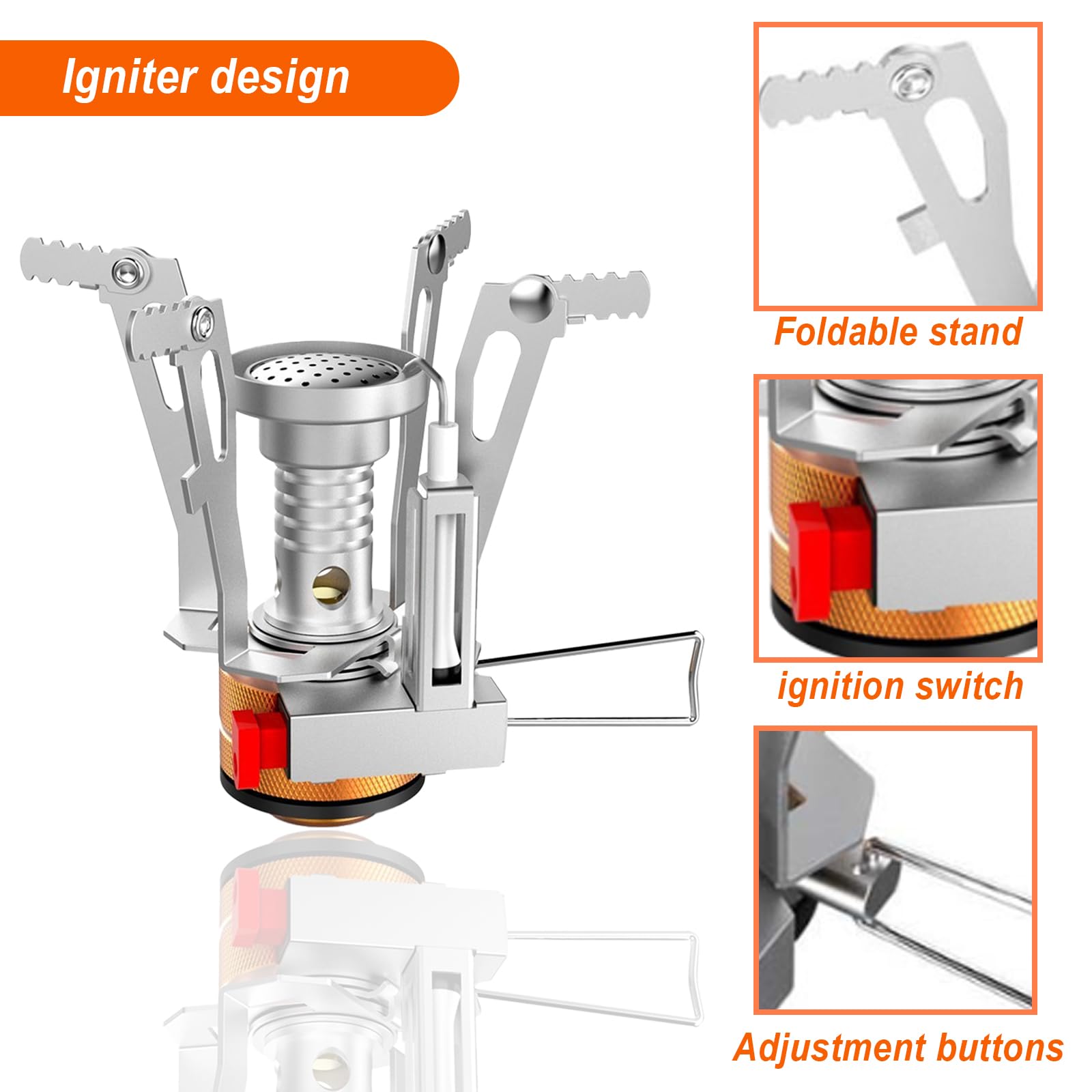 Réchaud De Camping Pliable – Brûleur Gaz 3000 W, Acier Inoxydable Et Aluminium, Pour Randonnée Et Pique-nique