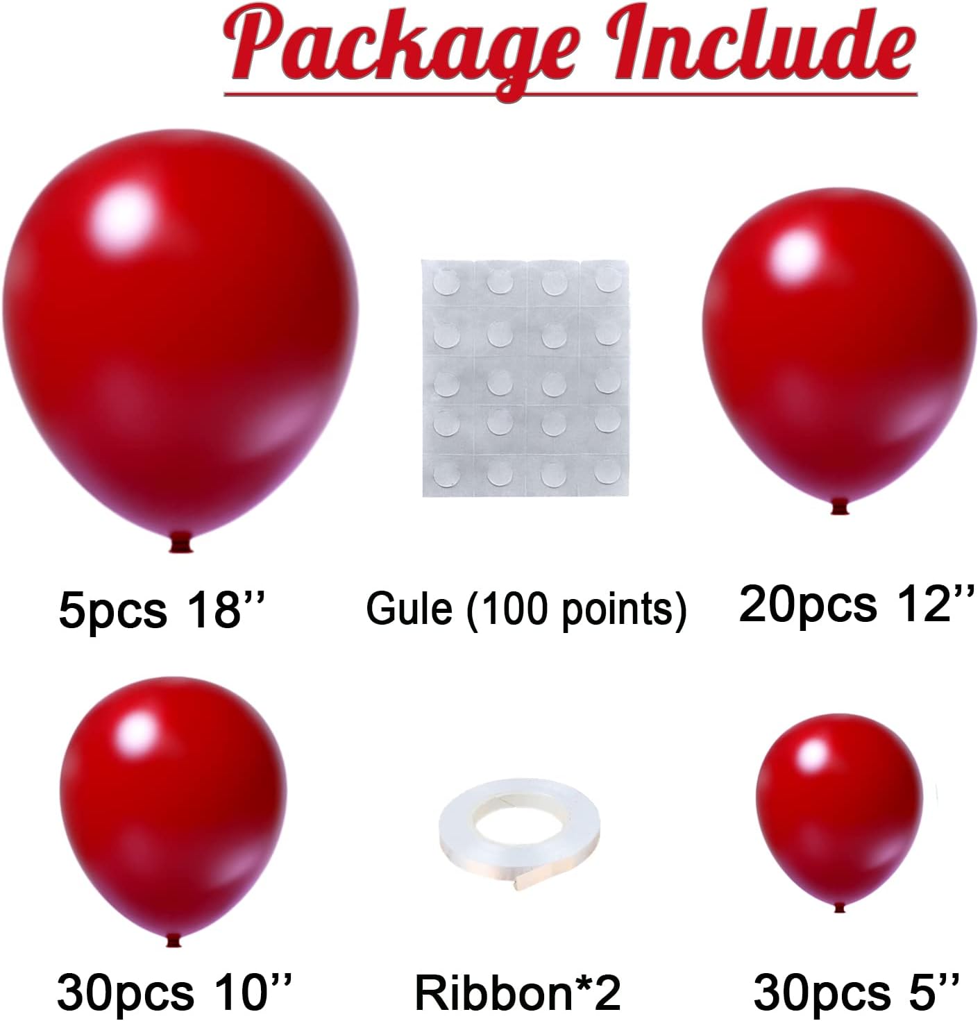 Red Balloons 85 pcs Red Balloons Garland Arch Kit 5 inch +10 inch +12 inch +18 inch Different Sizes Matte Red Latex Balloons for Red Party Decorations Baby Shower Wedding Birthday Party Decorations