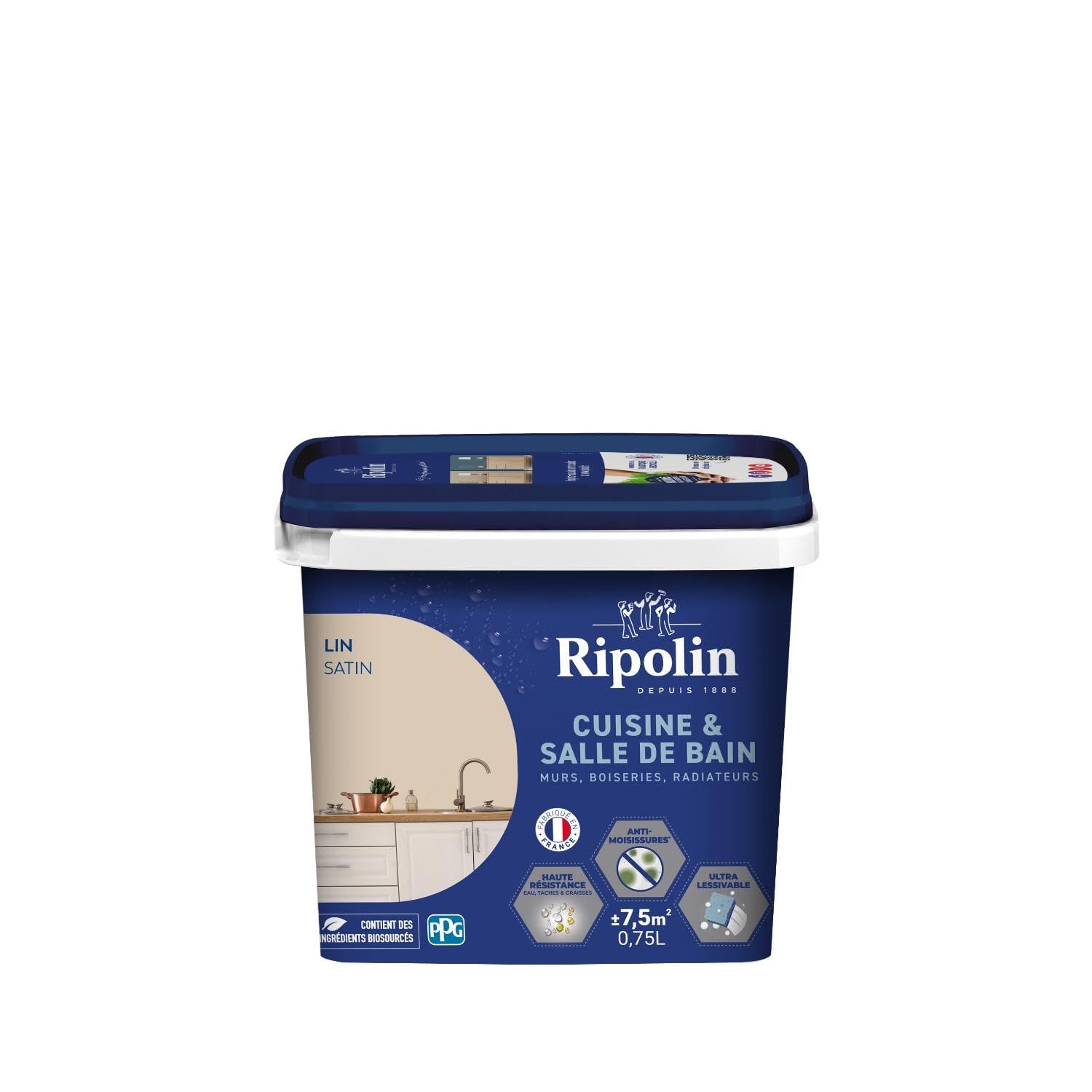 Peinture cuisine et bain anti humidité Ripolin satin lin lessivable