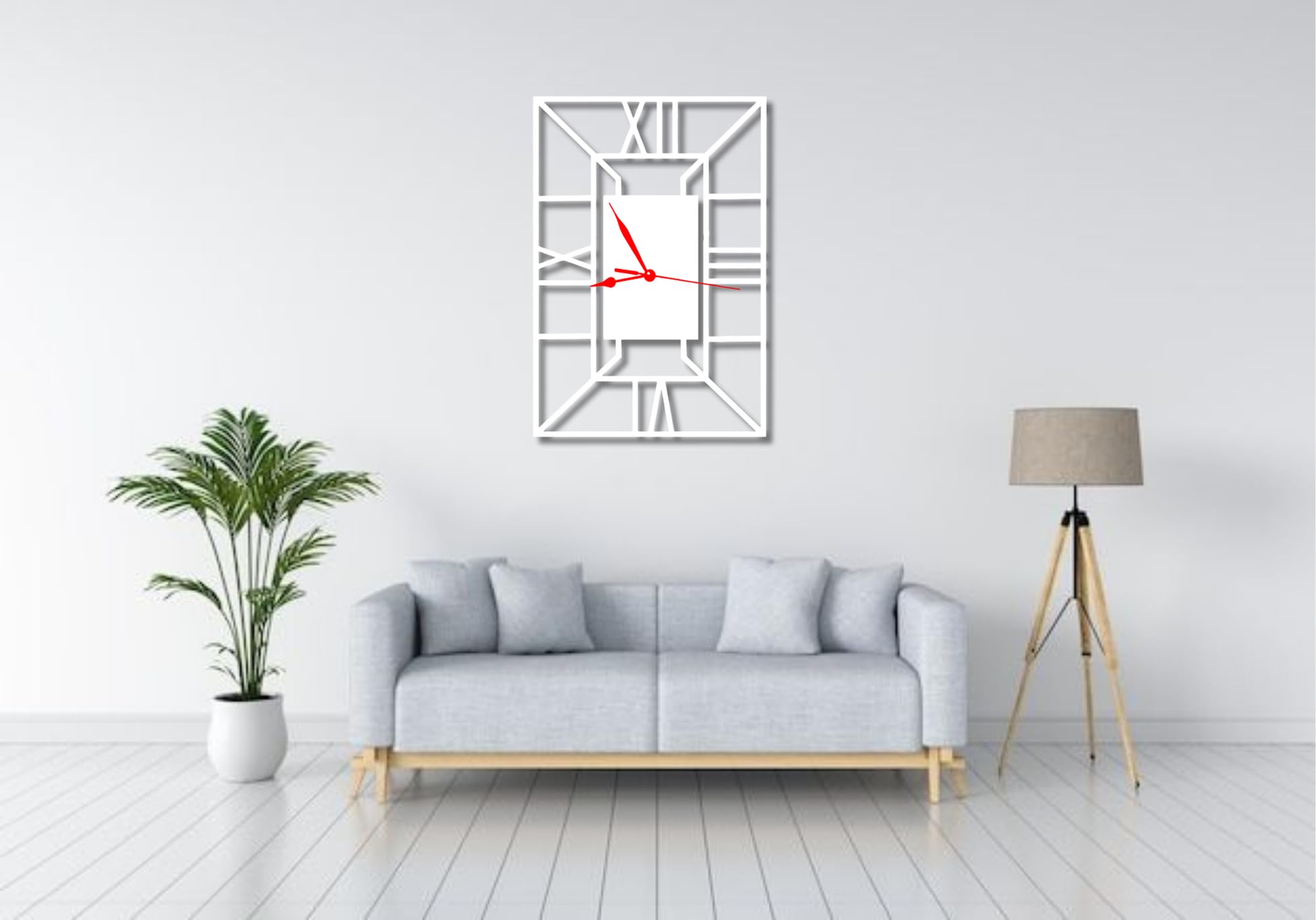 Ventuos® Modern & Stylish Metal Wall Clock for Living Room, Bedroom, School, Office, Kitchen & Bar Designer Wall Watch for Home and Hall (2 Hands Free) - - Rectangle Roman (White-50 Cm (20 Inch))