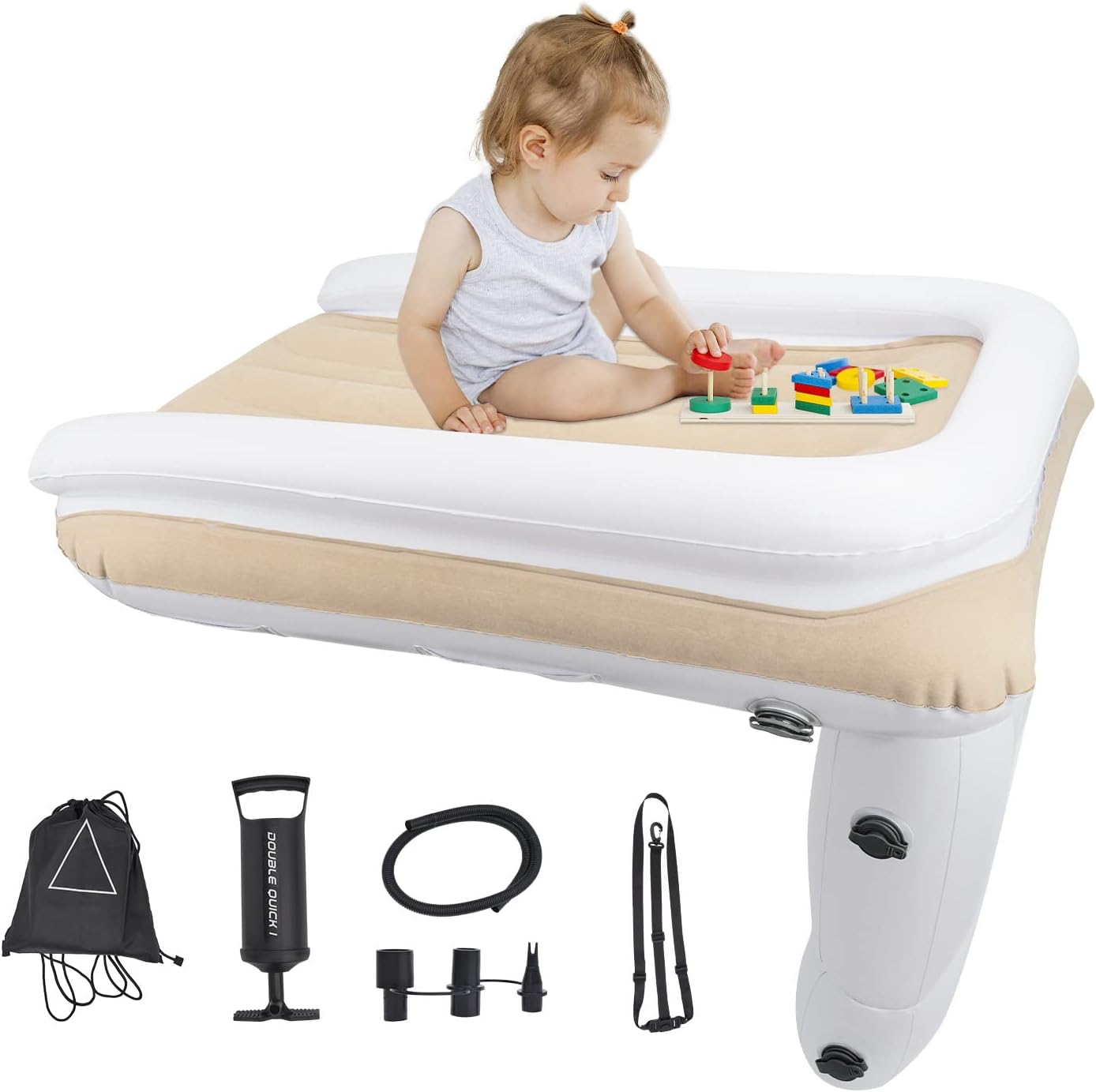 Toddler Airplane Bed, FTOYIN 3 in 1 Air Valve Toddler Travel Bed with