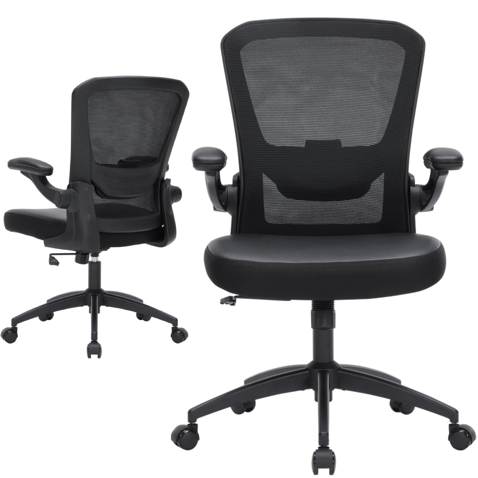 HOMIFYCO Office Chair Ergonomic 350lbs Desk Chair Comfy with PU Leather Seat Cushion Mesh Swivel Computer Chair with