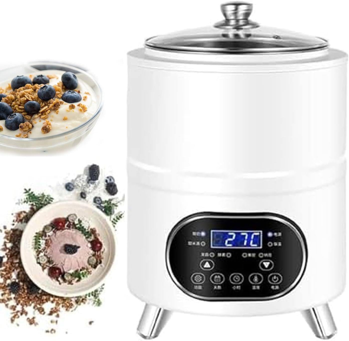 FJYAWEN Commercial Yogurt Fermentation Machine, Automatic Yogurt Fermentation Machine with Time and Temperature Control, 360° Constant Temperature Fermentation, Electric Yogurt Incubator White-12L
