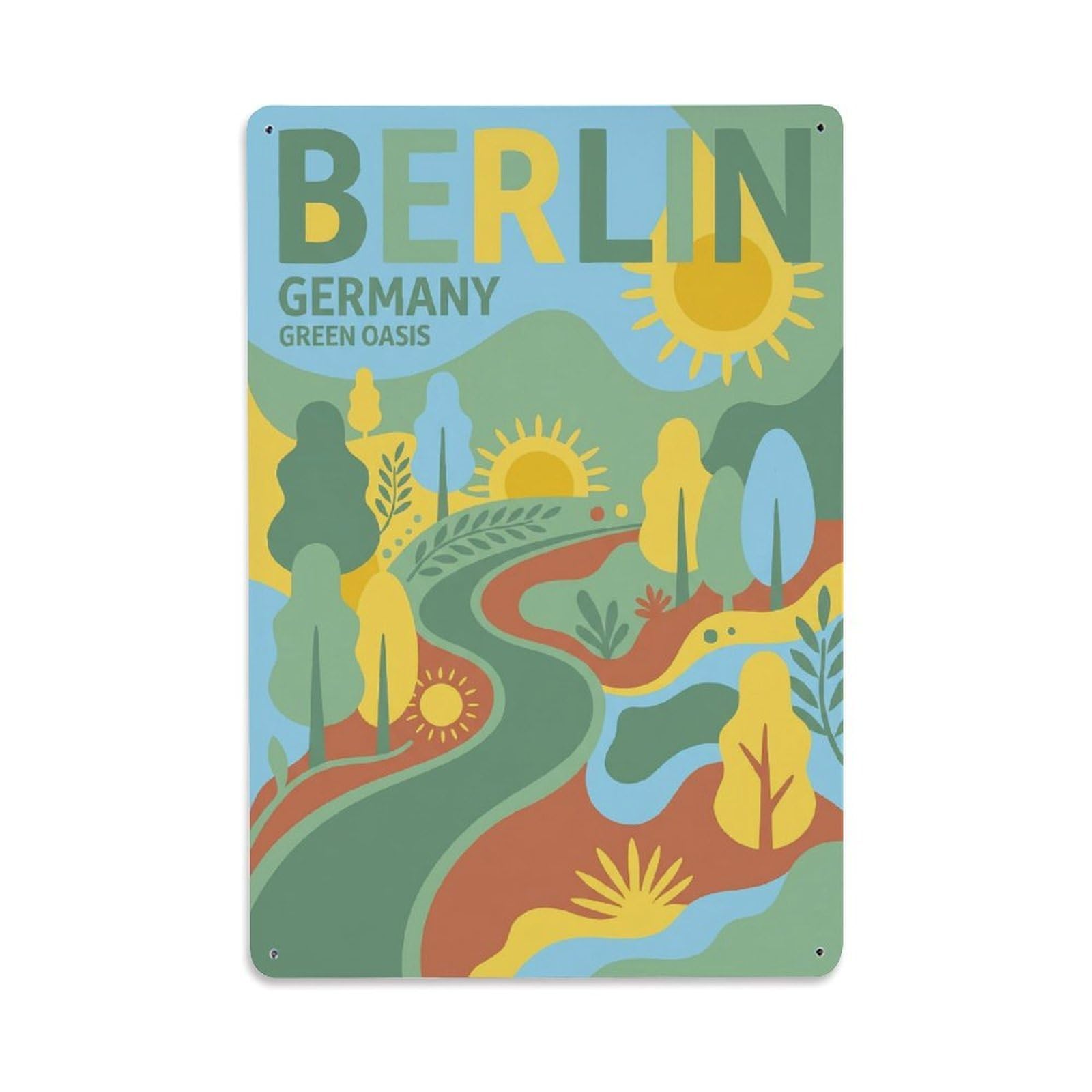 Gead 8X12inch Style Vintage Travel Berlin Germany Zeal Metal Tin Sign
