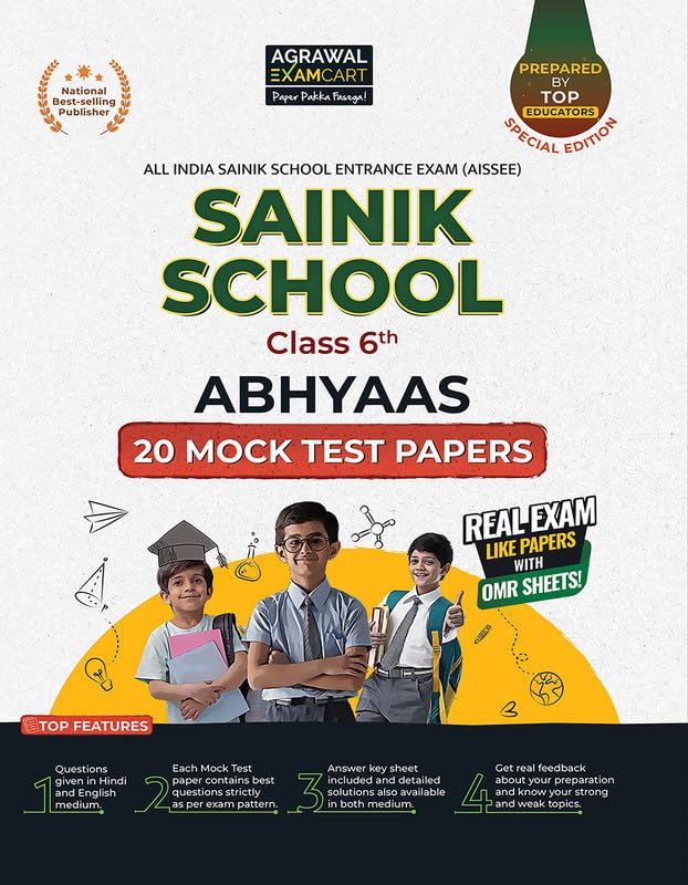 Examcart Sainik School Class 6 Abhyaas Mock Test Papers for 2025 Entrance Exam (Bilingual)