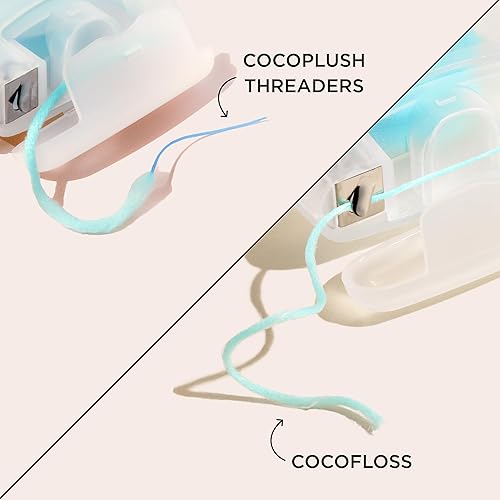 Miniatura 3 de Cocofloss CocoPlush Threaders, hilo dental para implantes, puentes y frenillos, menta, encerado, cuidado bucal diseñado por dentistas con aceite de