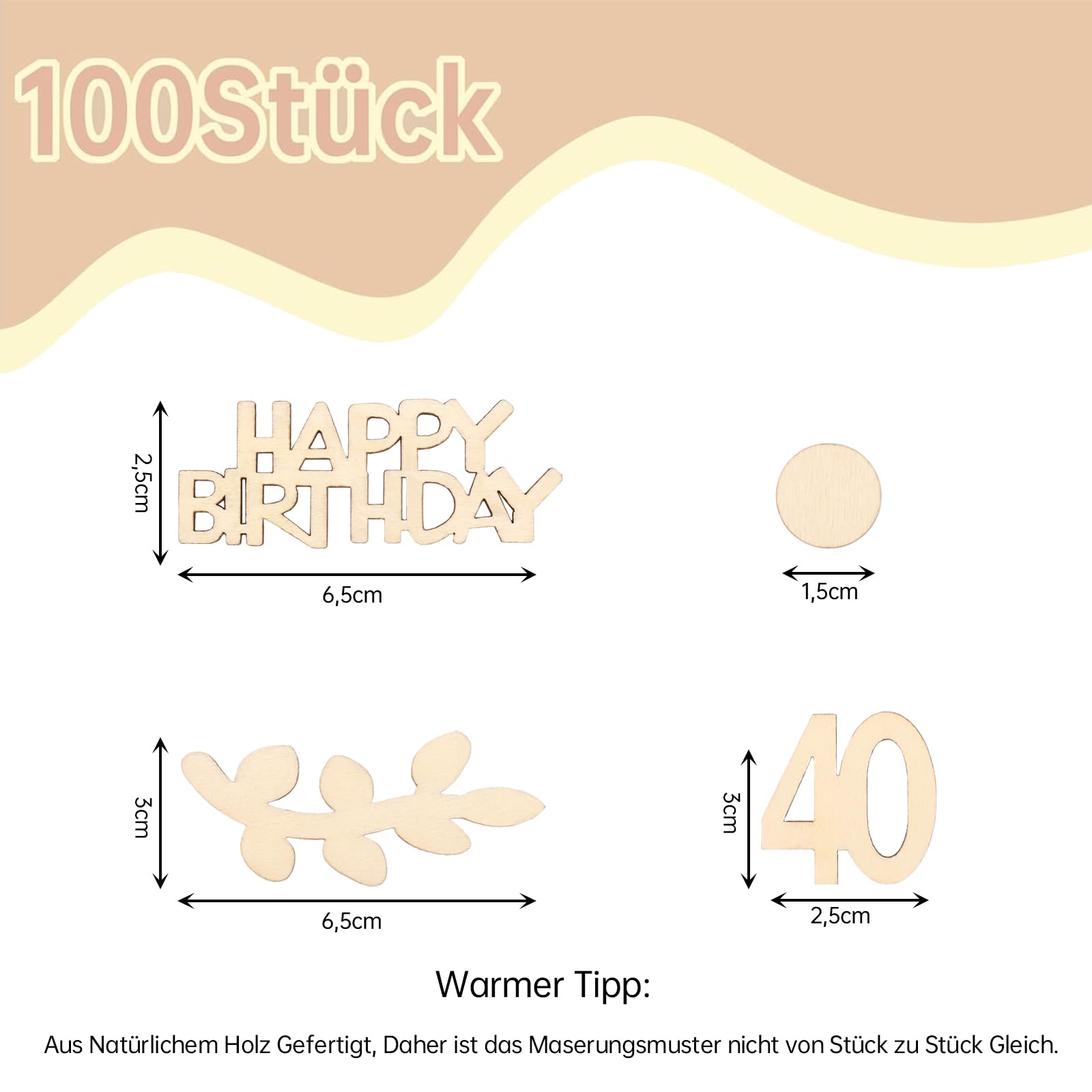 qingmeng 100 stuks confetti 20e verjaardag hout, 20