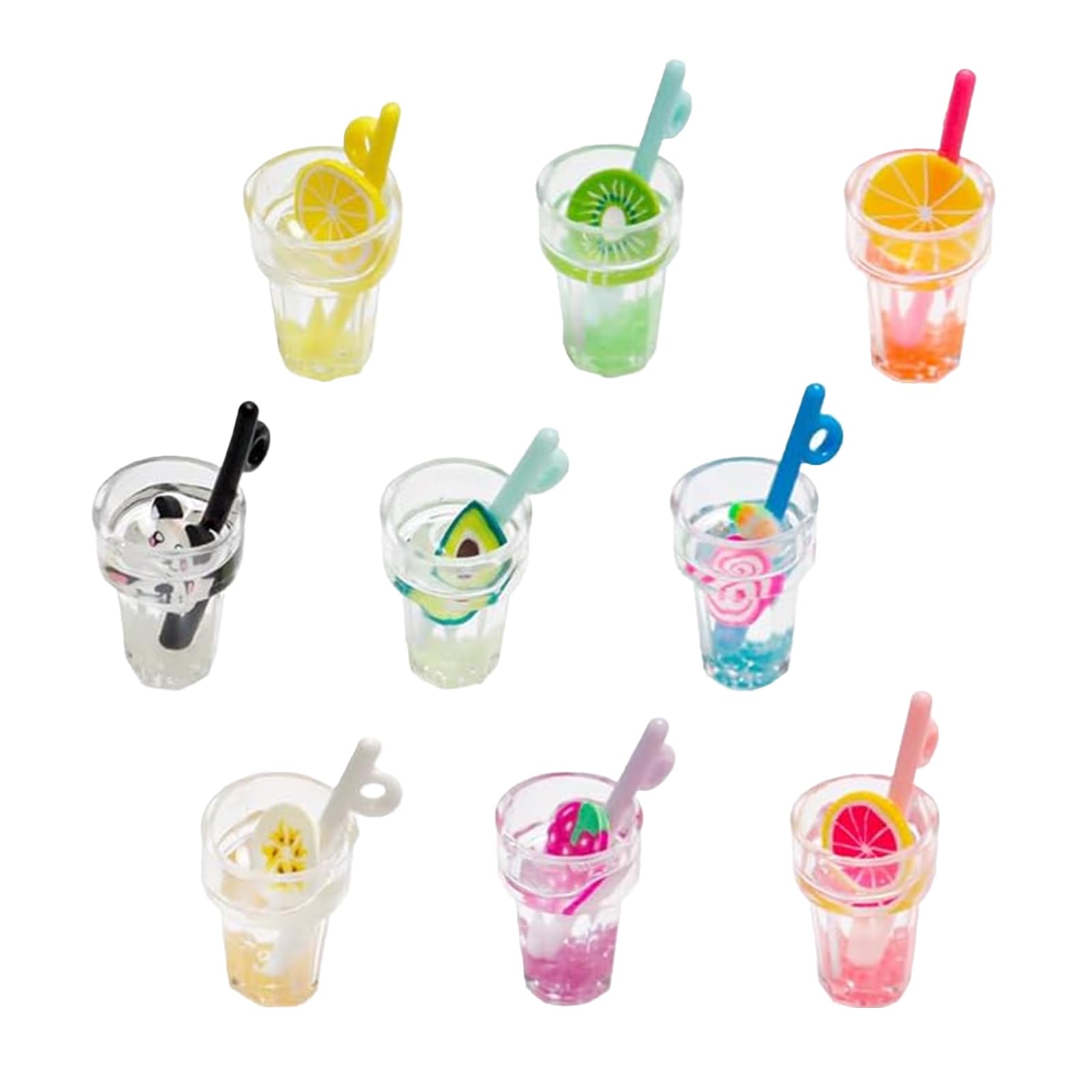 9Pcs 1:12 Scale Mini Miniature Bottles Wine Bottles miniverse Make it Mini Food Mini House Drink Accessories Dollhouse Decoration (9pcs Fruit Bottle)