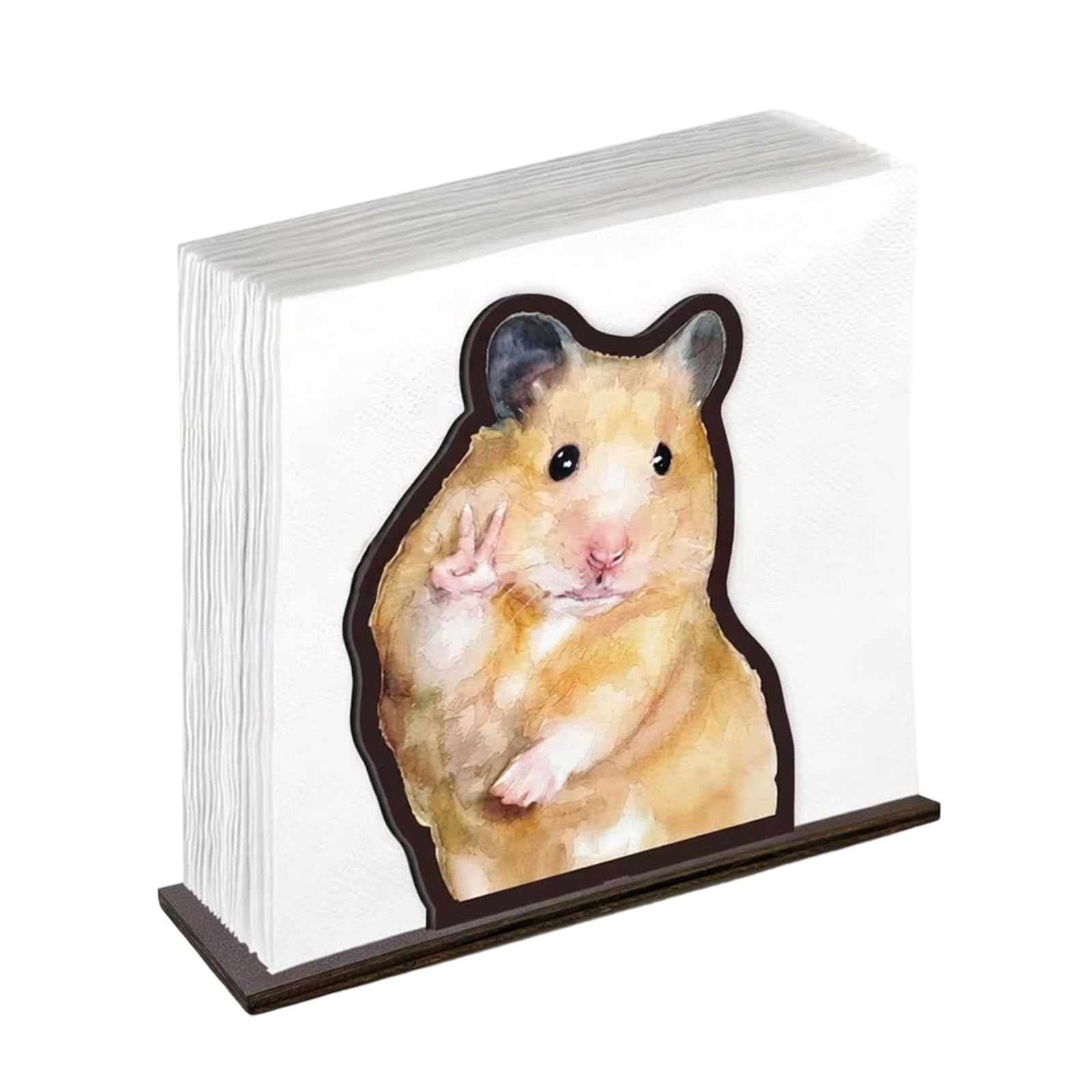 fexxkg Adorable Hamster Shaped Wooden Napkin Holder Elegant Tissue Dispenser For Offices Desk And Kitchen Table Decoration
