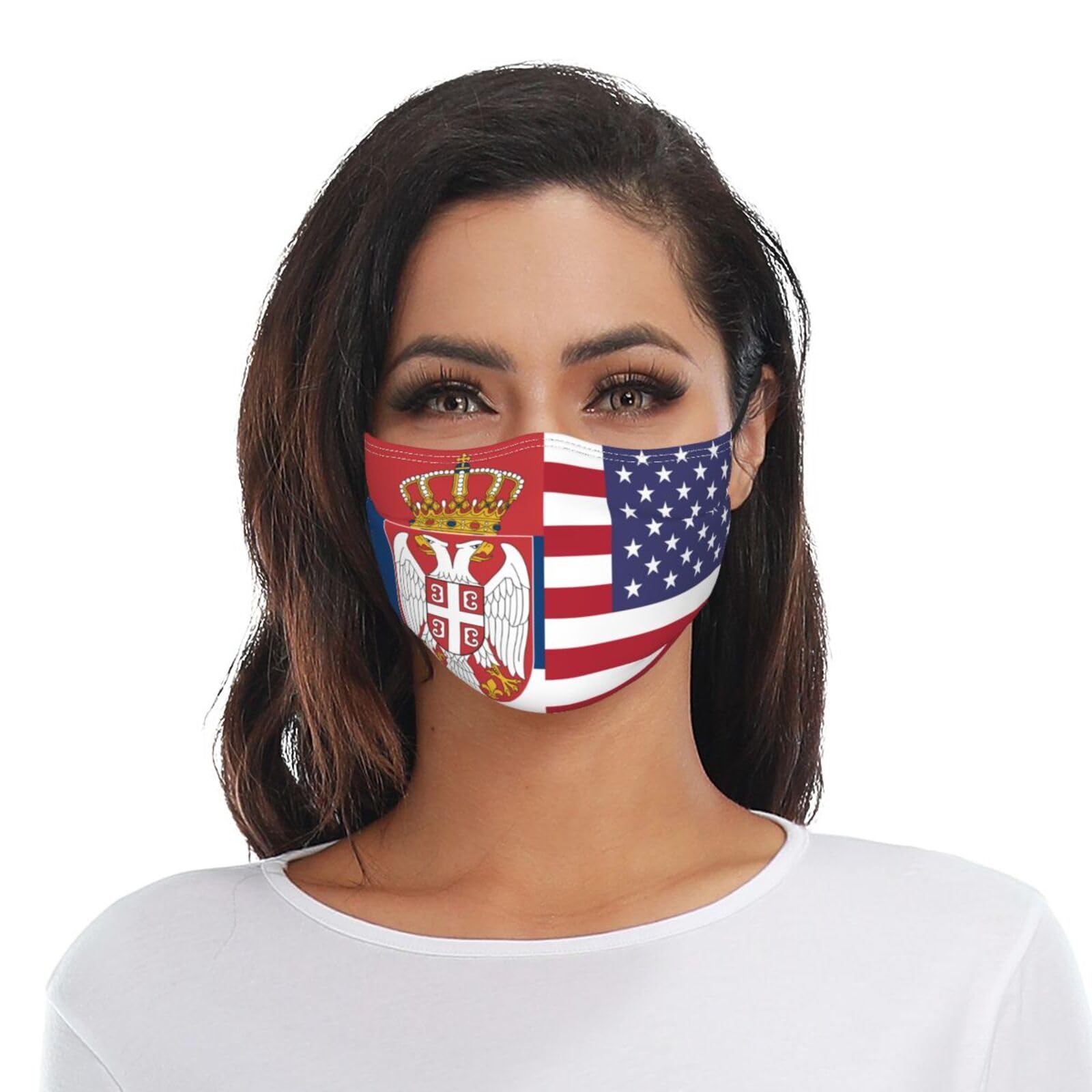 American and Serbian Flags Adult Dust Mask Adjustable Dust Face with 2 Filter63