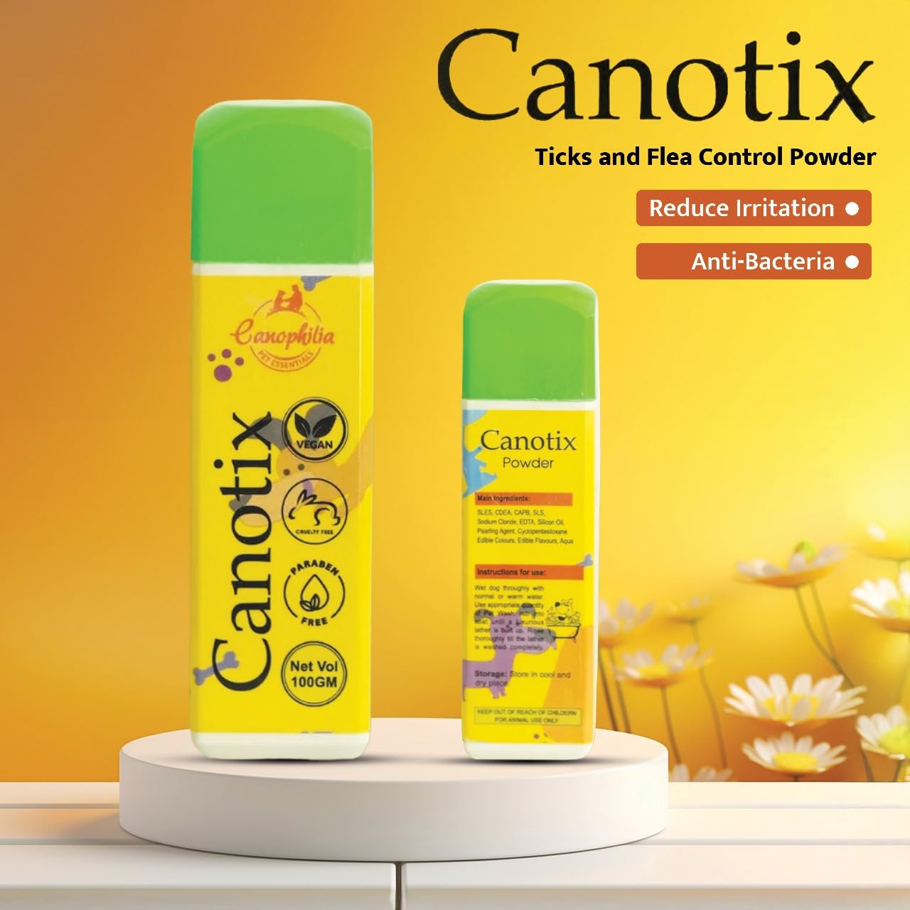 Canophilia Canotix Dog Tick & Flea Powder for Dogs, Natural Herbal Formula with Neem | Tulsi & Lemongrass | Helps Repel Ticks | Fleas & Itching | Easy-to-Use Pet Coat Care Powder, 100g 3
